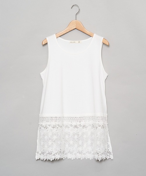 AS KNOW AS de base(アズノゥアズドゥバズ)の「お花レーシータンクトップ(タンクトップ・レディース・オフホワイト/ブラック/グレー・FREE)」の2枚目の写真