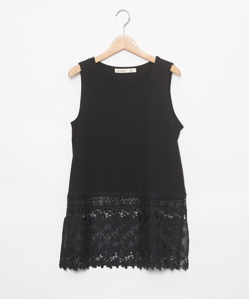 AS KNOW AS de base(アズノゥアズドゥバズ)の「お花レーシータンクトップ(タンクトップ・レディース・オフホワイト/ブラック/グレー・FREE)」の1枚目の写真