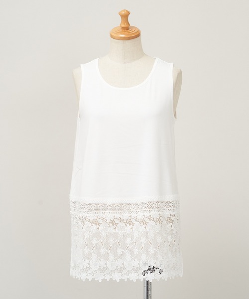 AS KNOW AS de base(アズノゥアズドゥバズ)の「お花レーシータンクトップ(タンクトップ・レディース・オフホワイト/ブラック/グレー・FREE)」の4枚目の写真