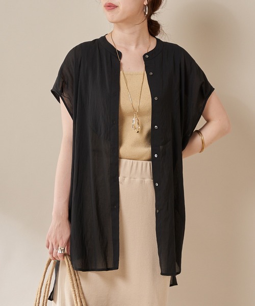 SHENERY（シーナリー）の「シアーヨークシャツ（シャツ/ブラウス・レディース・ブラック/オフホワイト/ピンク・FREE）」の3枚目の写真