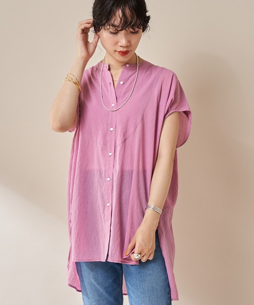 SHENERY（シーナリー）の「シアーヨークシャツ（シャツ/ブラウス・レディース・ブラック/オフホワイト/ピンク・FREE）」の4枚目の写真