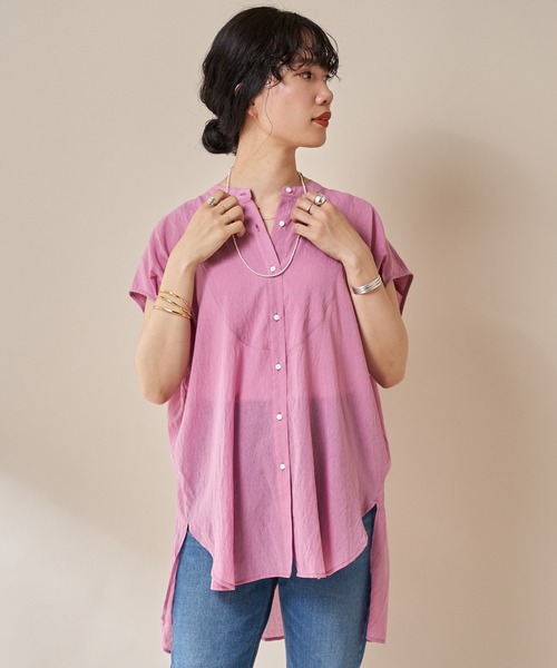 SHENERY（シーナリー）の「シアーヨークシャツ（シャツ/ブラウス・レディース・ブラック/オフホワイト/ピンク・FREE）」の5枚目の写真