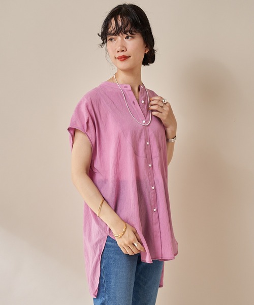 SHENERY（シーナリー）の「シアーヨークシャツ（シャツ/ブラウス・レディース・ブラック/オフホワイト/ピンク・FREE）」の6枚目の写真