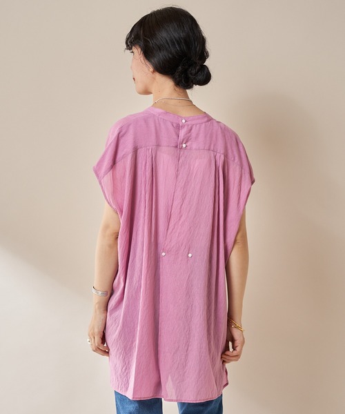 SHENERY（シーナリー）の「シアーヨークシャツ（シャツ/ブラウス・レディース・ブラック/オフホワイト/ピンク・FREE）」の7枚目の写真