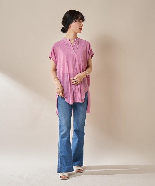 SHENERY（シーナリー）の「シアーヨークシャツ（シャツ/ブラウス・レディース・ブラック/オフホワイト/ピンク・FREE）」の9枚目の写真