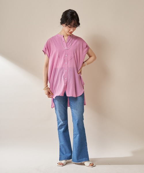 SHENERY（シーナリー）の「シアーヨークシャツ（シャツ/ブラウス・レディース・ブラック/オフホワイト/ピンク・FREE）」の12枚目の写真