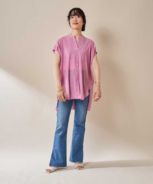 SHENERY（シーナリー）の「シアーヨークシャツ（シャツ/ブラウス・レディース・ブラック/オフホワイト/ピンク・FREE）」の13枚目の写真