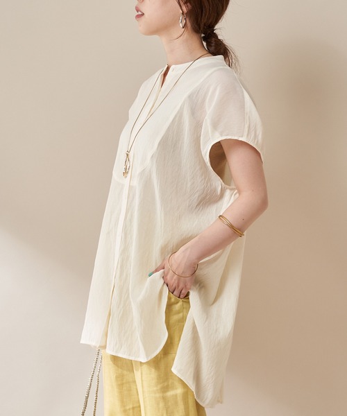 SHENERY（シーナリー）の「シアーヨークシャツ（シャツ/ブラウス・レディース・ブラック/オフホワイト/ピンク・FREE）」の15枚目の写真