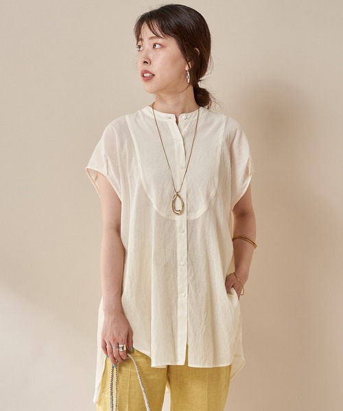 SHENERY（シーナリー）の「シアーヨークシャツ（シャツ/ブラウス・レディース・ブラック/オフホワイト/ピンク・FREE）」の16枚目の写真