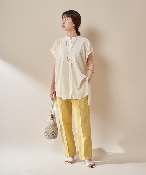 SHENERY（シーナリー）の「シアーヨークシャツ（シャツ/ブラウス・レディース・ブラック/オフホワイト/ピンク・FREE）」の20枚目の写真