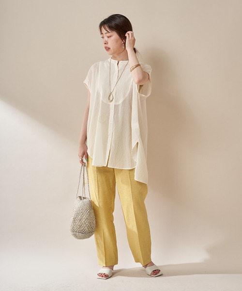 SHENERY（シーナリー）の「シアーヨークシャツ（シャツ/ブラウス・レディース・ブラック/オフホワイト/ピンク・FREE）」の22枚目の写真