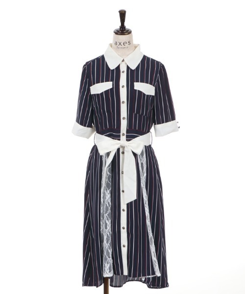 axes femme（アクシーズファム）の「マルチストライプ柄シャツ