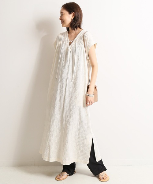 SLOBE IENA（スローブイエナ）の「ストライプカフタンワンピース