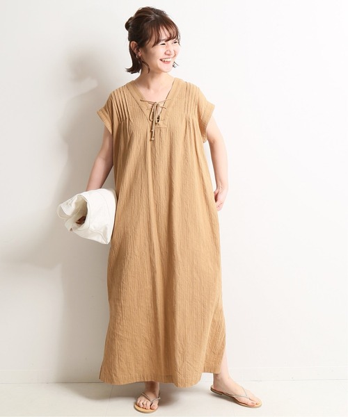 SLOBE IENA(スローブイエナ)の「ストライプカフタンワンピース【手洗い可能】◆(ワンピース・レディース・アイボリー/ブラック/ベージュ・FREE)」の17枚目の写真