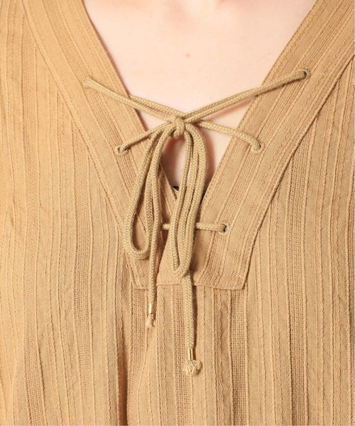 SLOBE IENA(スローブイエナ)の「ストライプカフタンワンピース【手洗い可能】◆(ワンピース・レディース・アイボリー/ブラック/ベージュ・FREE)」の12枚目の写真