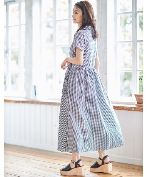 Cookie Chocolate(クッキーチョコレート)の「ギンガムチェックラップワンピース(ワンピース・レディース・ベージュ/ブラック・M)」の9枚目の写真
