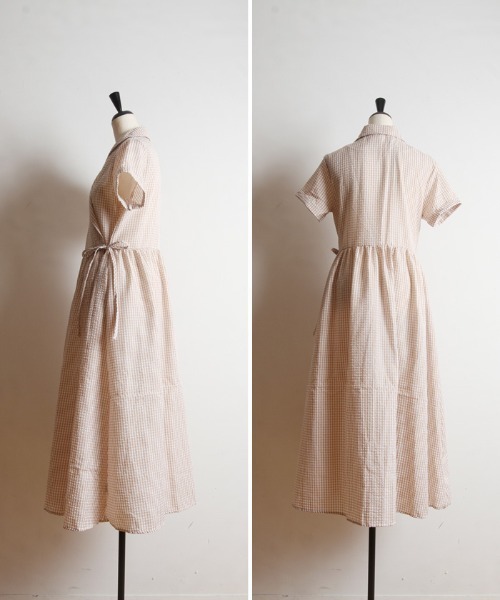 Cookie Chocolate(クッキーチョコレート)の「ギンガムチェックラップワンピース(ワンピース・レディース・ベージュ/ブラック・M)」の8枚目の写真