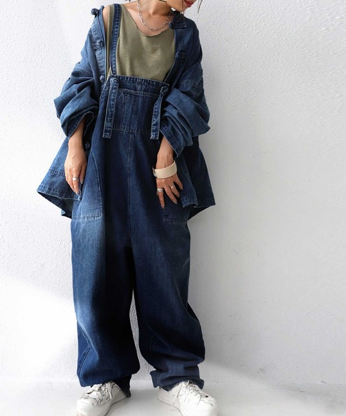 antiqua(アンティカ)の「ヴィンテージデニムサロペット(サロペット/オーバーオール・レディース・ブルー・FREE)」の3枚目の写真