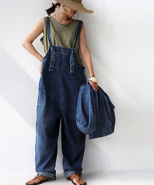 antiqua(アンティカ)の「ヴィンテージデニムサロペット(サロペット/オーバーオール・レディース・ブルー・FREE)」の5枚目の写真