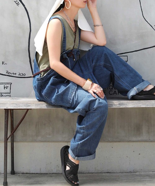 antiqua(アンティカ)の「ヴィンテージデニムサロペット(サロペット/オーバーオール・レディース・ブルー・FREE)」の6枚目の写真