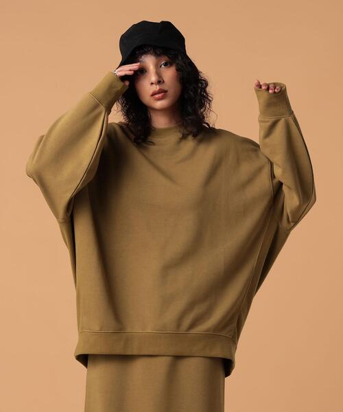 FEELING MADE（フィーリングメイド）の「FEELING MADE エアリースウェット クルーネック プルオーバー（スウェット・レディース・ブラック/ライトグレー/ダークグリーン/ベージュ・LARGE/MEDIUM）」の3枚目の写真