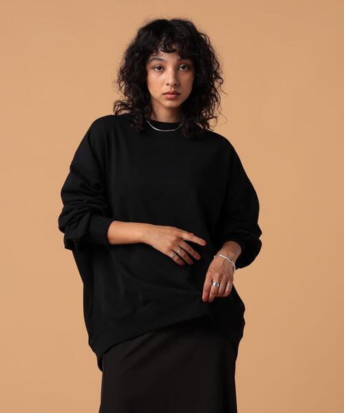 FEELING MADE（フィーリングメイド）の「FEELING MADE エアリースウェット クルーネック プルオーバー（スウェット・レディース・ブラック/ライトグレー/ダークグリーン/ベージュ・LARGE/MEDIUM）」の5枚目の写真