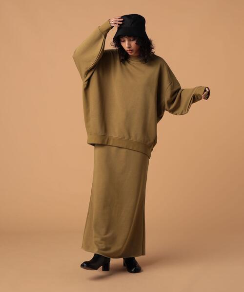 FEELING MADE（フィーリングメイド）の「FEELING MADE エアリースウェット クルーネック プルオーバー（スウェット・レディース・ブラック/ライトグレー/ダークグリーン/ベージュ・LARGE/MEDIUM）」の17枚目の写真