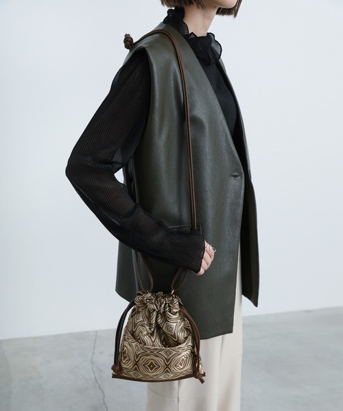 select MOCA（セレクトモカ）の「2021 AW フェイクレザージャガードミニショルダーバッグ（ショルダーバッグ・レディース・ダークブラウン/ベージュ・FREE）」の7枚目の写真