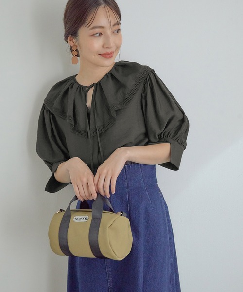 VIS（ビス）の「取り外しのできるフリル衿2WAYブラウス（シャツ/ブラウス・レディース・スミクロ/パープル/オフホワイト・FREE）」の14枚目の写真