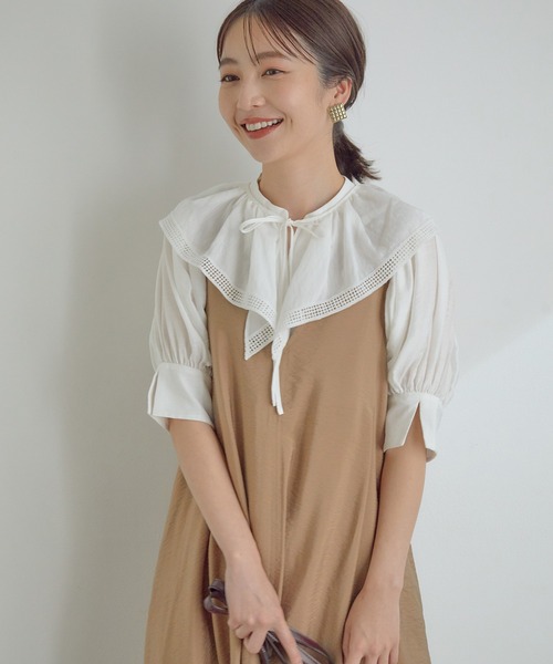 VIS（ビス）の「取り外しのできるフリル衿2WAYブラウス（シャツ/ブラウス・レディース・スミクロ/パープル/オフホワイト・FREE）」の16枚目の写真