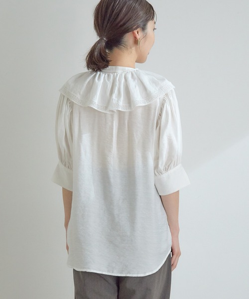 VIS（ビス）の「取り外しのできるフリル衿2WAYブラウス（シャツ/ブラウス・レディース・スミクロ/パープル/オフホワイト・FREE）」の22枚目の写真