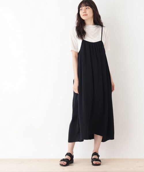 Cutie Blonde(キューティーブロンド)の「◆【S-L/2点セット】ビンテージサテンキャミワンピースセット(ワンピース・レディース・ブラック/カーキ/ライトオレンジ系・01/02/03)」の1枚目の写真