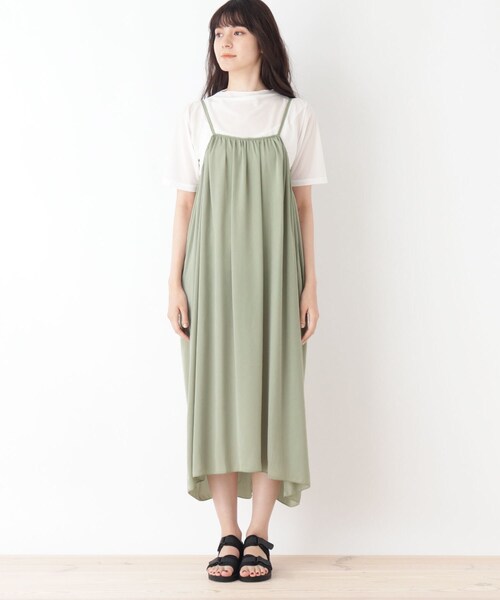 Cutie Blonde(キューティーブロンド)の「◆【S-L/2点セット】ビンテージサテンキャミワンピースセット(ワンピース・レディース・ブラック/カーキ/ライトオレンジ系・01/02/03)」の6枚目の写真