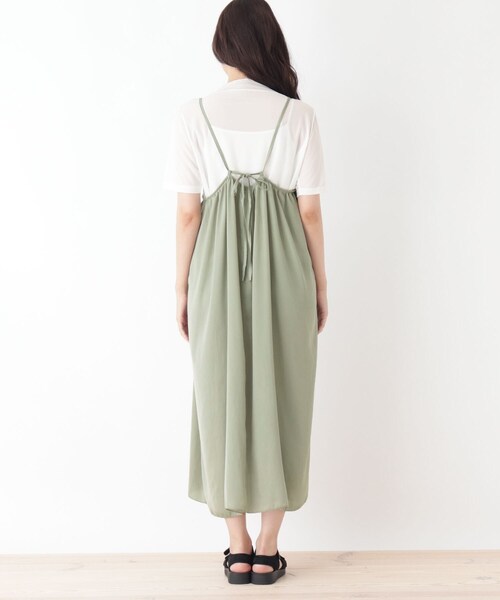 Cutie Blonde(キューティーブロンド)の「◆【S-L/2点セット】ビンテージサテンキャミワンピースセット(ワンピース・レディース・ブラック/カーキ/ライトオレンジ系・01/02/03)」の4枚目の写真