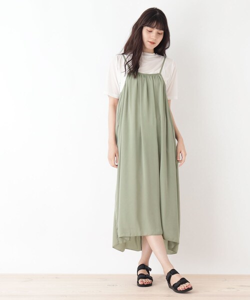 Cutie Blonde(キューティーブロンド)の「◆【S-L/2点セット】ビンテージサテンキャミワンピースセット(ワンピース・レディース・ブラック/カーキ/ライトオレンジ系・01/02/03)」の7枚目の写真