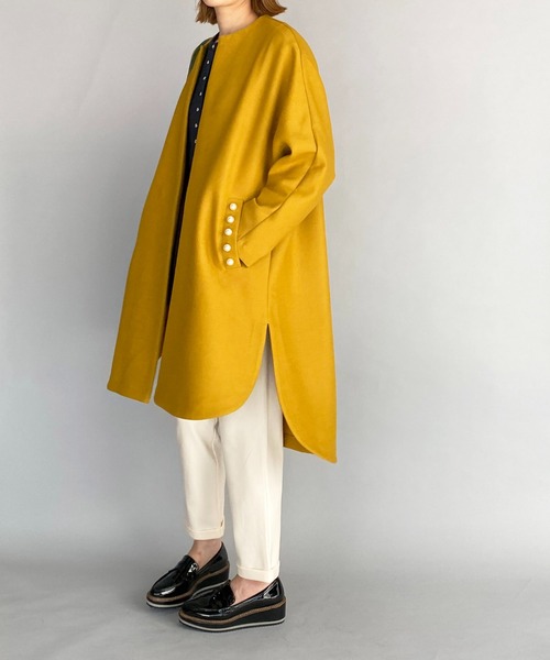 PICCIN（ピッチン）の「カルゼポケットパールロングコート（その他アウター・レディース・ブラック/ベージュ/マスタード・M）」の9枚目の写真