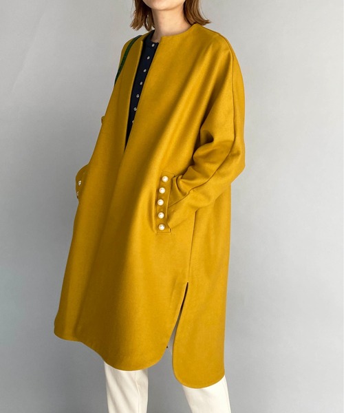 PICCIN（ピッチン）の「カルゼポケットパールロングコート（その他アウター・レディース・ブラック/ベージュ/マスタード・M）」の7枚目の写真