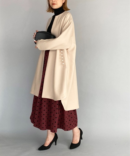 PICCIN（ピッチン）の「カルゼポケットパールロングコート（その他アウター・レディース・ブラック/ベージュ/マスタード・M）」の18枚目の写真