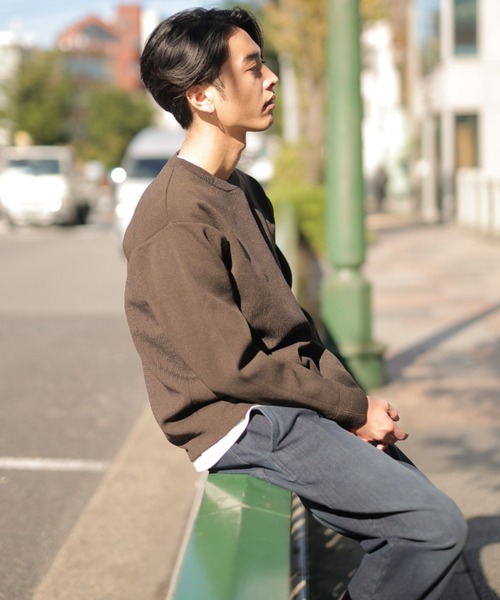 UNION STATION（ユニオンステーション）の「クルーネックニット＆長袖Ｔシャツセット（ニット/セーター・メンズ・ブラック/ベージュ/ブラウン/グレー/カーキ・LL/M/L）」の8枚目の写真