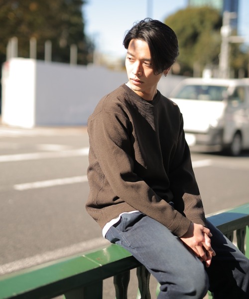 UNION STATION（ユニオンステーション）の「クルーネックニット＆長袖Ｔシャツセット（ニット/セーター・メンズ・ブラック/ベージュ/ブラウン/グレー/カーキ・LL/M/L）」の7枚目の写真