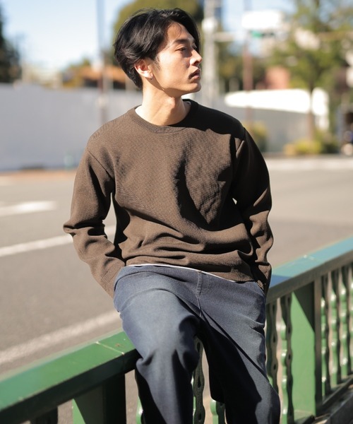 UNION STATION（ユニオンステーション）の「クルーネックニット＆長袖Ｔシャツセット（ニット/セーター・メンズ・ブラック/ベージュ/ブラウン/グレー/カーキ・LL/M/L）」の6枚目の写真