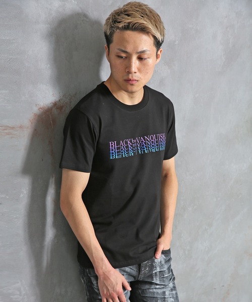 BLACK by VANQUISH（ブラックバイバンキッシュ）の「【BLACK by VANQUISH】ブラックバイバンキッシュ/グラデーションクルーネックTシャツ（Tシャツ/カットソー・メンズ・ホワイト/ブラック・M/L/XL）」の2枚目の写真