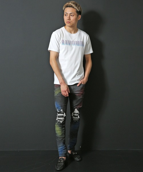 BLACK by VANQUISH（ブラックバイバンキッシュ）の「【BLACK by VANQUISH】ブラックバイバンキッシュ/グラデーションクルーネックTシャツ（Tシャツ/カットソー・メンズ・ホワイト/ブラック・M/L/XL）」の9枚目の写真