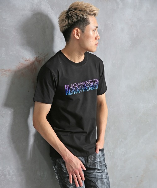 BLACK by VANQUISH（ブラックバイバンキッシュ）の「【BLACK by VANQUISH】ブラックバイバンキッシュ/グラデーションクルーネックTシャツ（Tシャツ/カットソー・メンズ・ホワイト/ブラック・M/L/XL）」の10枚目の写真