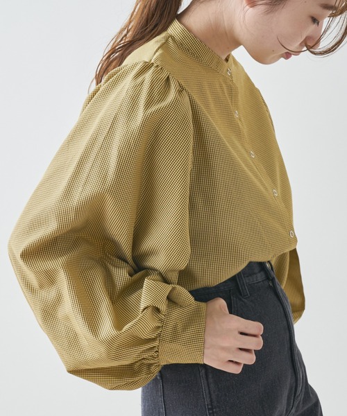 Kastane(カスタネ)の「グラフチェックボリューム袖ブラウス(シャツ/ブラウス・レディース・イエロー/グリーン/アイボリー/ブラウン・FREE)」の11枚目の写真