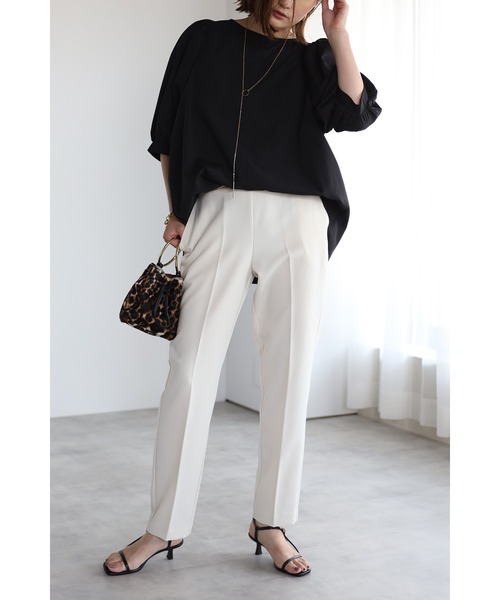 Bonjour Sagan(ボンジュールサガン)の「ウエストゴムカラーテーパードパンツ(スラックス・レディース・ホワイト/ワインレッド/ブルー系その他・FREE)」の15枚目の写真