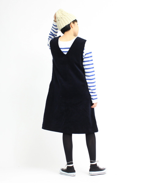 CHILD WOMAN（チャイルドウーマン）の「8ＷコールディアモイストVネック ジャンパースカート（ジャンパースカート・レディース・ネイビー/ブラウン・FREE）」の15枚目の写真