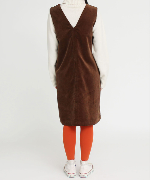 CHILD WOMAN（チャイルドウーマン）の「8ＷコールディアモイストVネック ジャンパースカート（ジャンパースカート・レディース・ネイビー/ブラウン・FREE）」の18枚目の写真