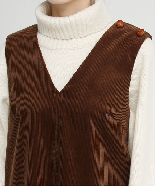 CHILD WOMAN（チャイルドウーマン）の「8ＷコールディアモイストVネック ジャンパースカート（ジャンパースカート・レディース・ネイビー/ブラウン・FREE）」の20枚目の写真
