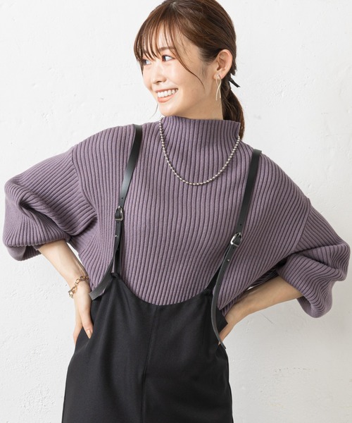 prose verse（プロズヴェール）の「袖ふわボトルネックニット（ニット/セーター・レディース・ホワイト系その他/ブラック/ベージュ/グリーン/パープル/イエロー/ピンク/ブルー/オレンジ/ベビーピンク/グレー/オフホワイト・ﾌﾘ-）」の8枚目の写真